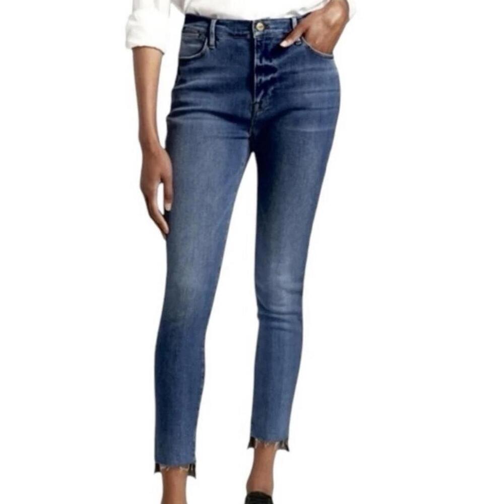 FRAME Denim LeHigh Skinny Stagger Hem Jeans Women’s Size 30 Woodhaven $168